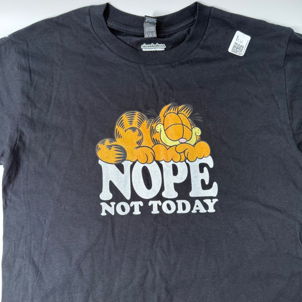 Nickelodeon Garfield Nope Not Today Black Graphic T-Shirt Youth Large L Gildan